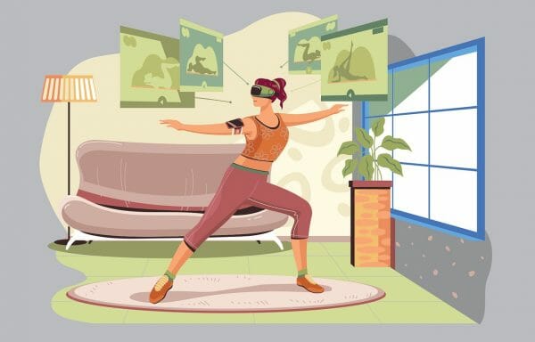 Illustration of girl using VR headset