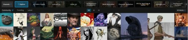 Screenshot of ArtStation home page