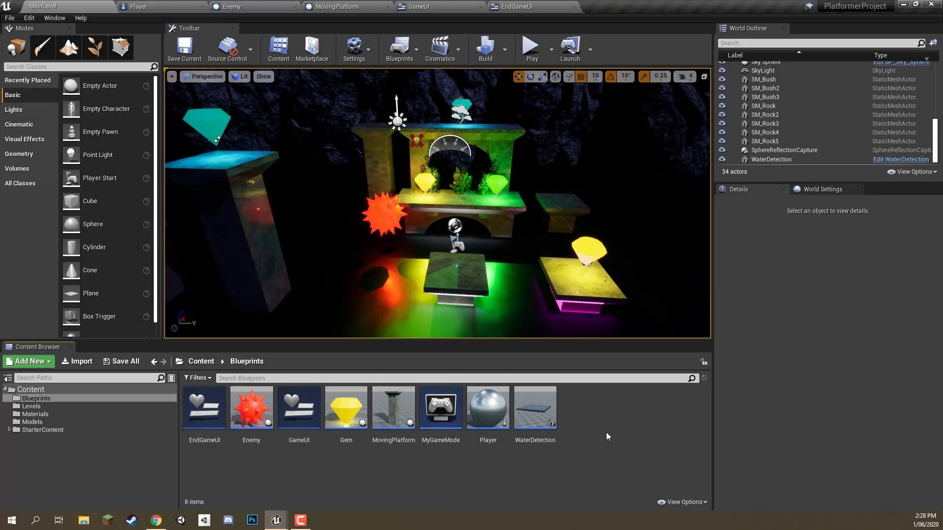 Creating a 3D game in the Unreal Engine.