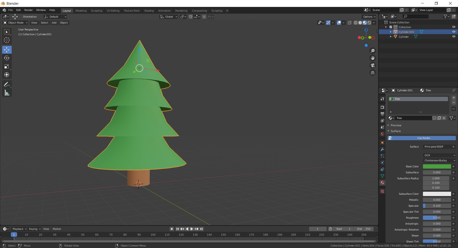Creating a tree in blender.