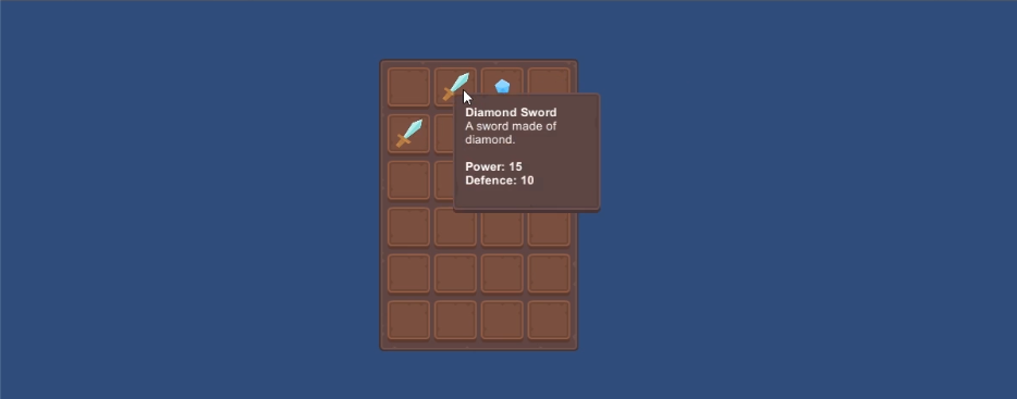 Screenshot of a game inventory window made in Unity
