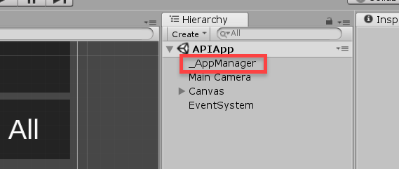 AppManager object in the Unity Hierarchy