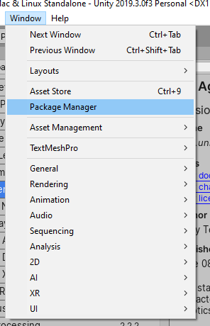 Navigating to the package manager
