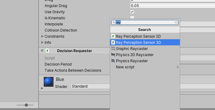 Searching for the Ray Perception Sensor 3D component