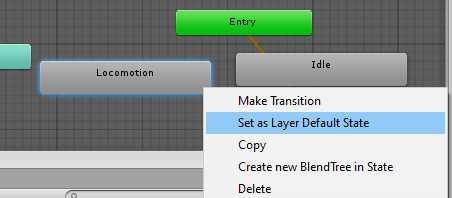 Setting the Blend Tree to a default state