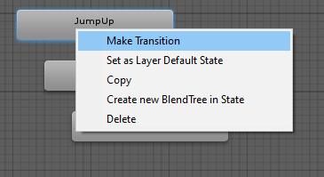 Creating a transition from the JumpUp state to the MidAir state