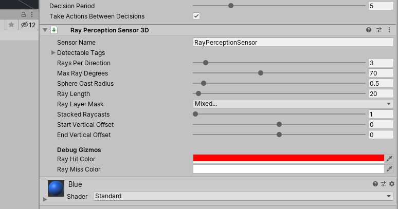Adding the Ray Perception Sensor 3D Component to the Agent