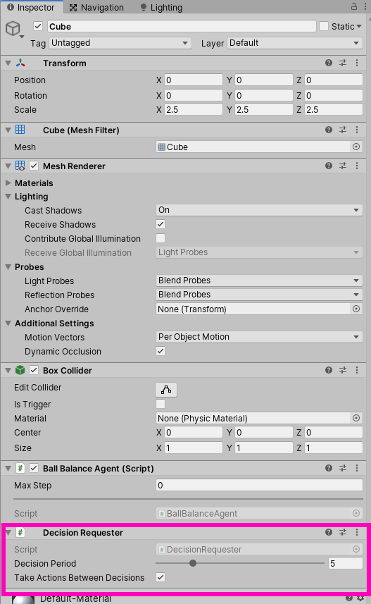 Decision requester component in Unity ML Agents