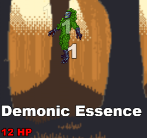 Demonic Essence enemy with damage displayed from attack