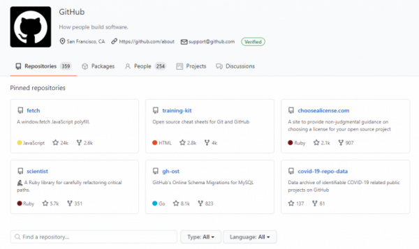 Screenshot of a GitHub repo