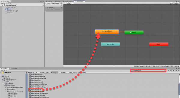 Human walk animation being add to states in Unity