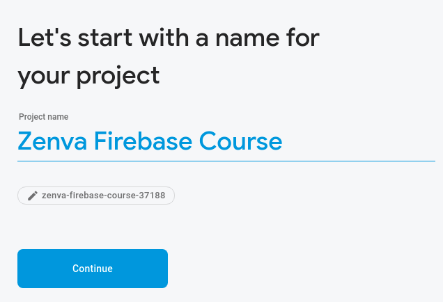 Project creation for Google Firebase