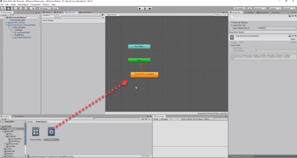 Unity Animator window with animation added