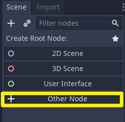 Godot Scene tab with Other Node selected