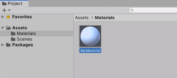 New material created in Unity Assets