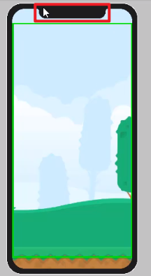 Simulated device in Unity with phone notch circled