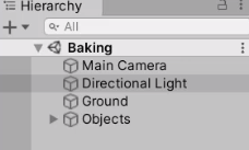 Unity Hierarchy with Directional Light selected