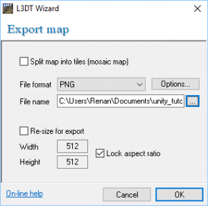 L3DT Wizard Export map options to export texture