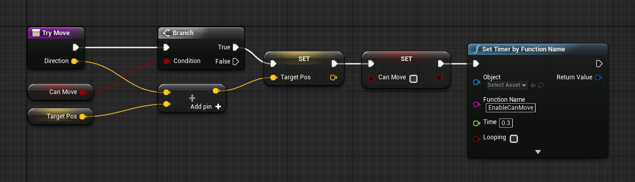 Unreal Engine Blueprinting logic for a Timer and movement