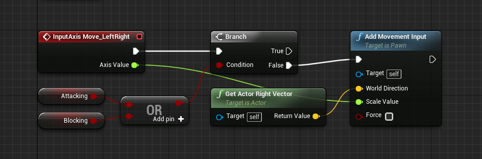 Event logic for horizontal player movement in Unreal Engine