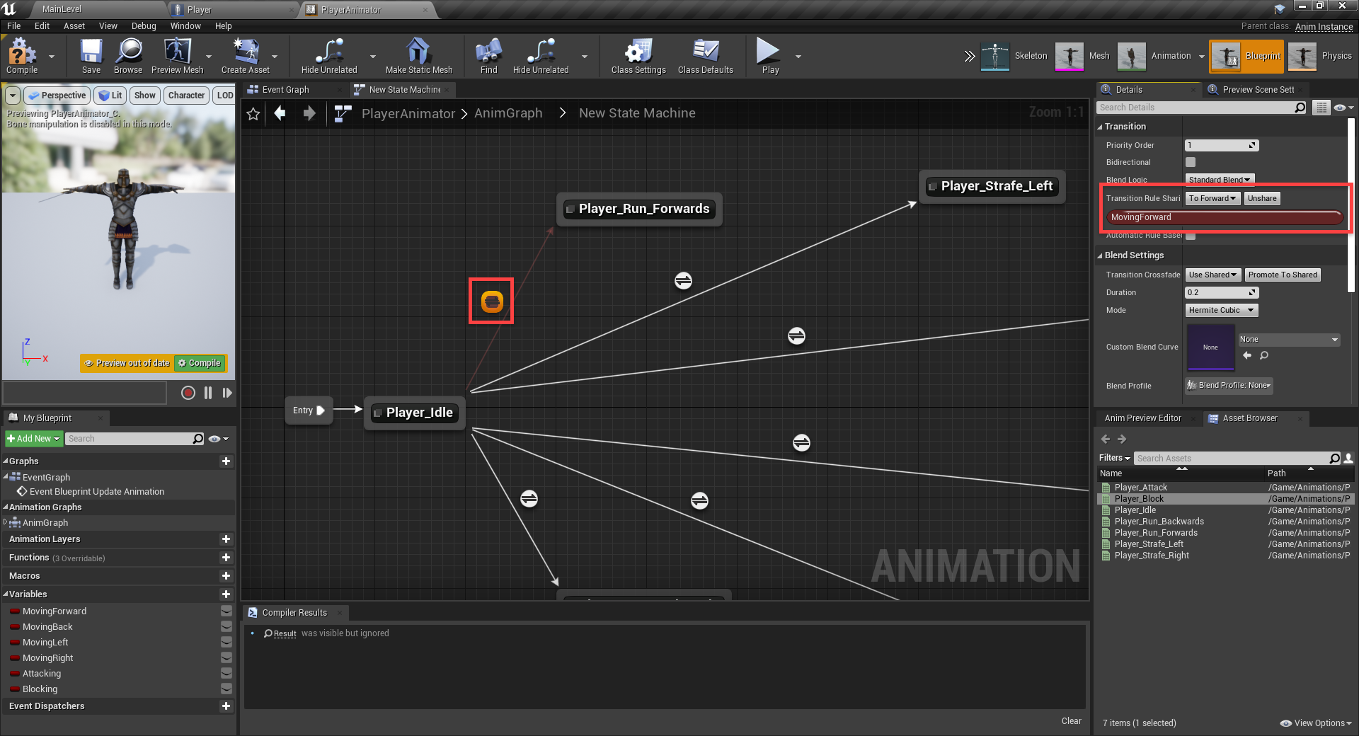 Unreal Engine with saved transition logic saved for more use