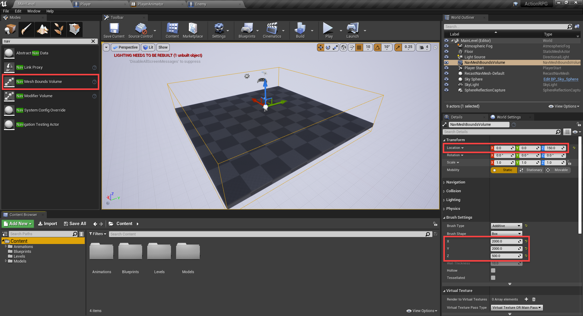 Mesh bounds showing in Unreal Engine