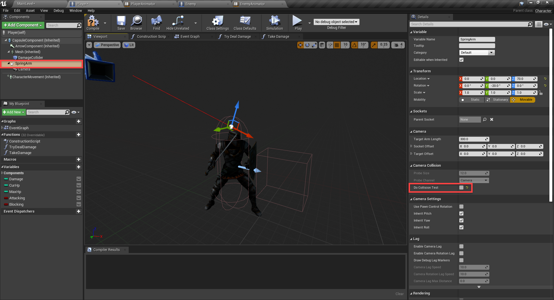 Do Collision Test option highlighted in Unreal Engine
