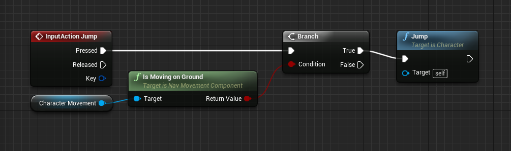 Jumping logic for FPS player in Unreal Engine