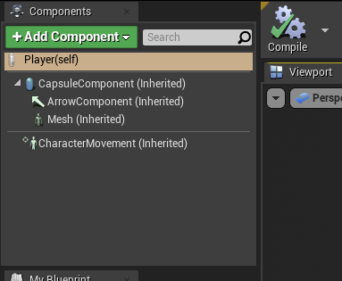 Unreal Engine components for Player object