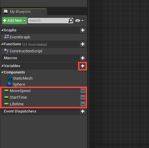 Components for bullet blueprint in Unreal Engine
