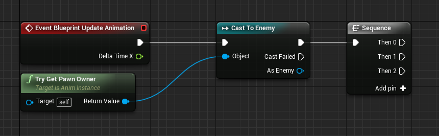 Event Graph for enemy with animation nodes
