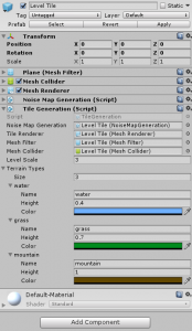 Level Tile in the Unity Inspector with Terrain Types settings