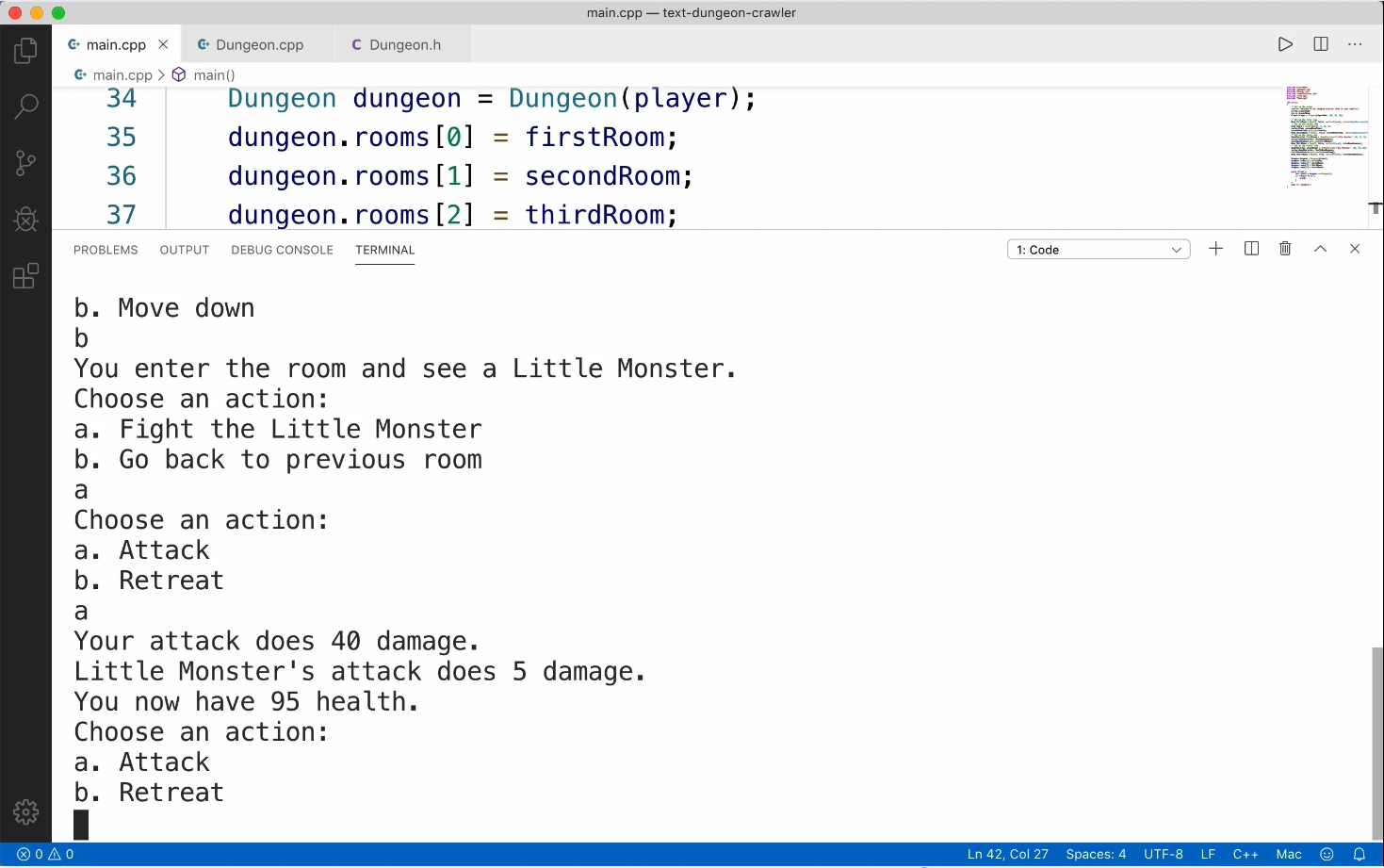 Text-based RPG made with C++